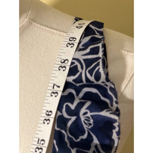 Ann Taylor Dress 14 Navy White Floral Cotton Shift Sleeveless U Neck Ruffles NWT - Picture 8 of 15